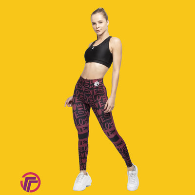 LEGGINGS DEPORTIVO ESTAMPADO LOVE NEGRO/ROJO TFIT PRO 710