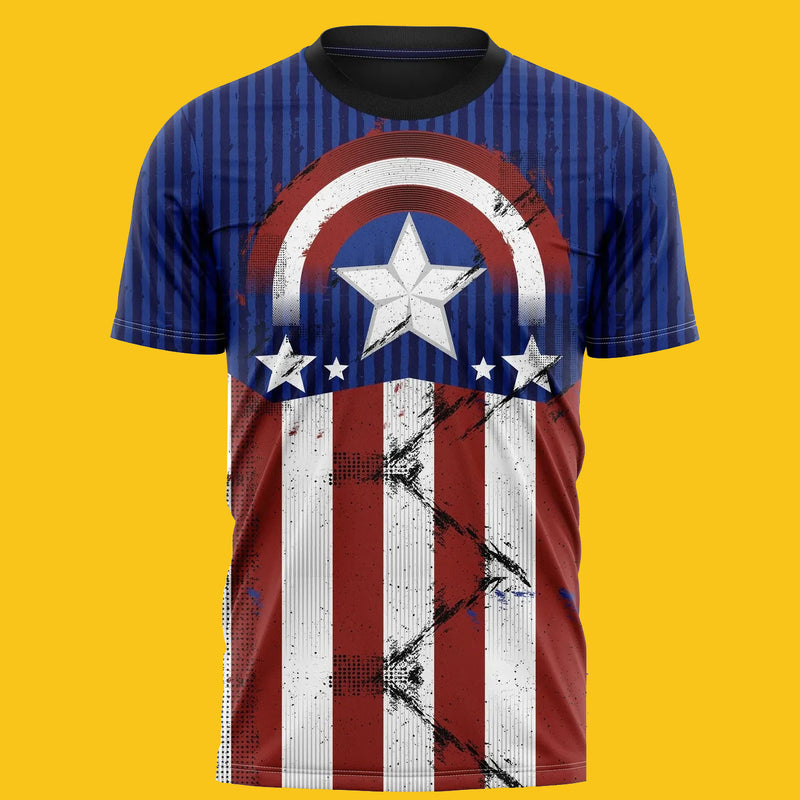 PLAYERA DEPORTIVA CABALLERO SUBLIMADA CAPITAN AMERICA TFIT PRO 104