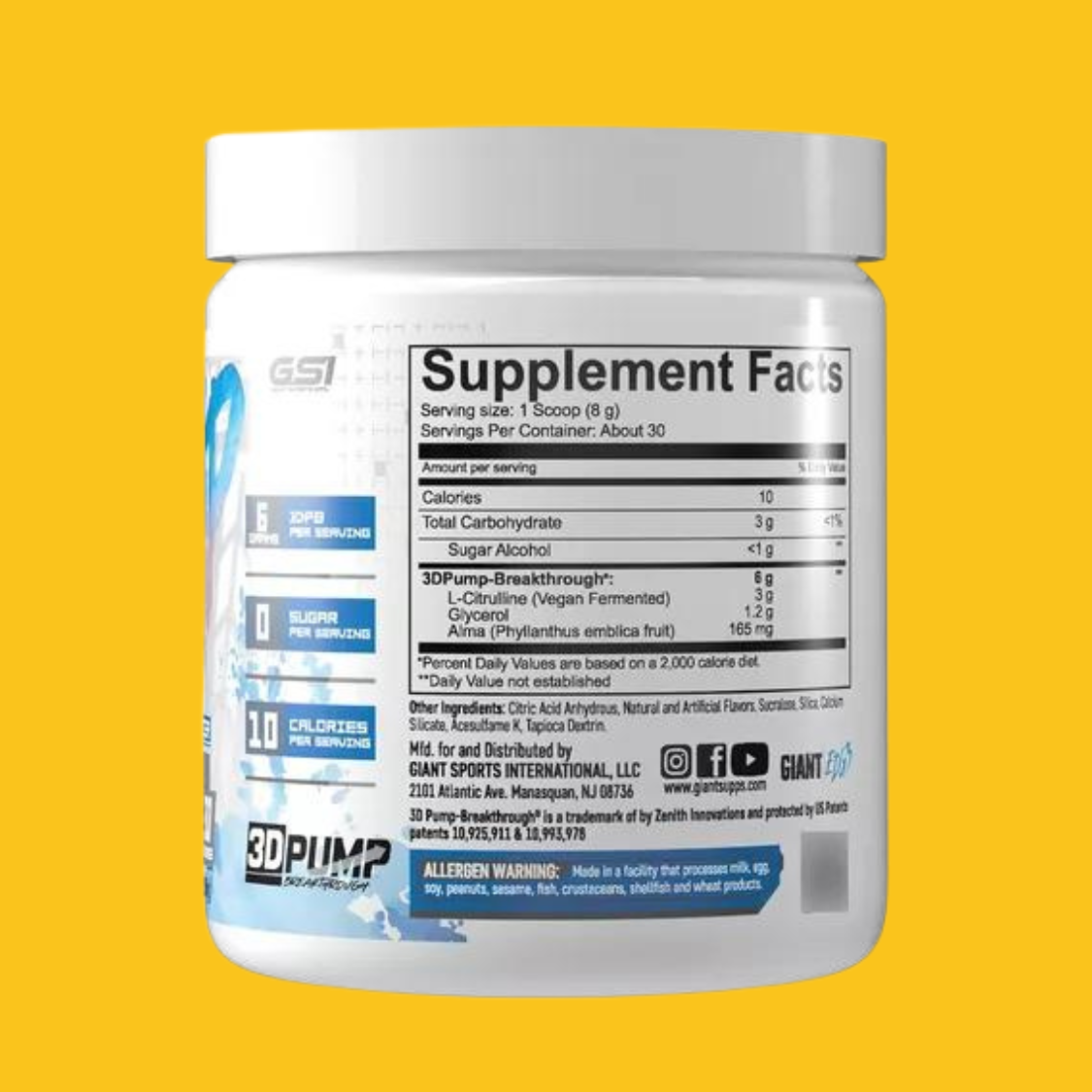 GIANT PUMP 30 SERV NON STIM PRE WORKOUT