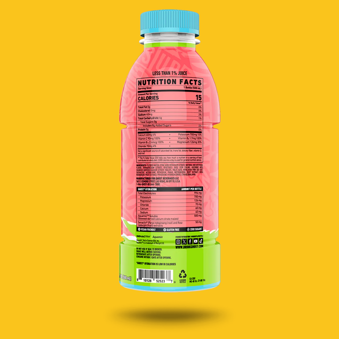 GHOST HYDRATION DRINK ZERO CAFEINA 16 OZ INDIVIDUAL GHOST LIFESTYLE