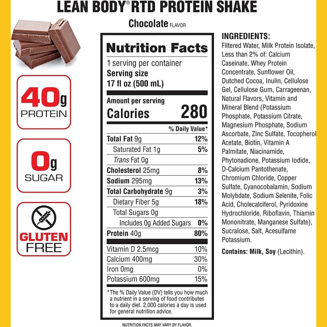 LEAN BODY PROTEIN SHAKE (BEBIBLE) INDIVIDUAL 500ML LABRADA