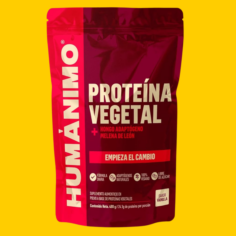 PROTEINA VEGETAL VAINILLA HONGO ADAPTOGENO + MELENA DE LEON 480 GMS HUMÁNIMO