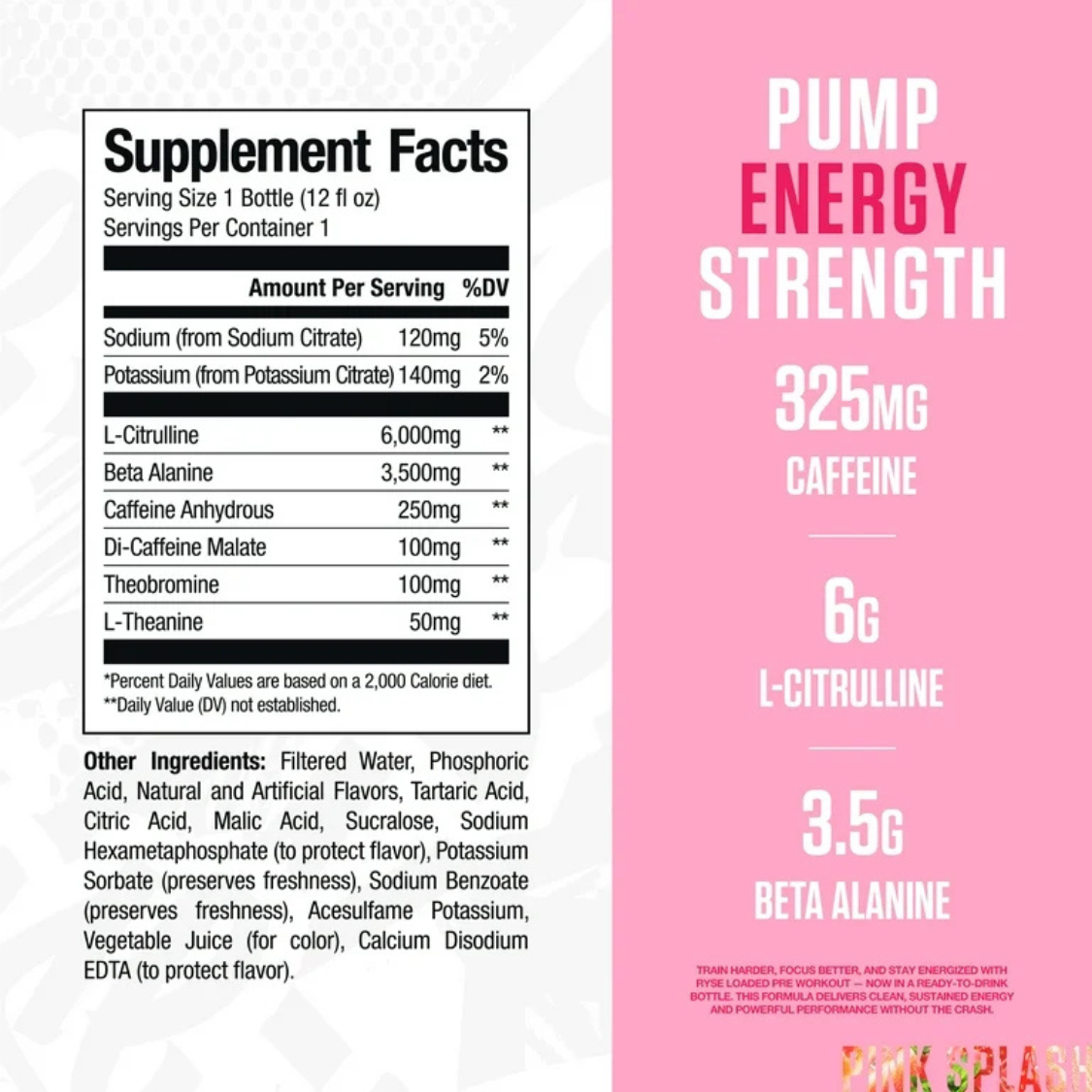 RYSE LOADED PRE ENERGY DRINK ZERO SUGAR 12 OZ INDIVIDUAL