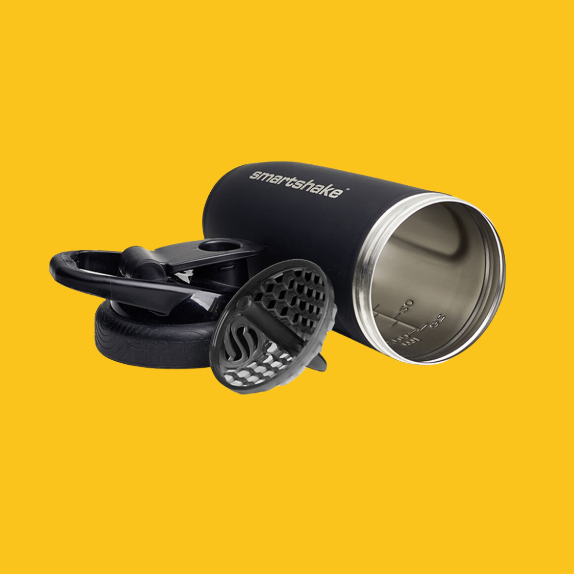 REFORCE SHAKER NEGRO 30 OZ 900 ML DE ACERO INOXIDABLE SMARTSHAKE