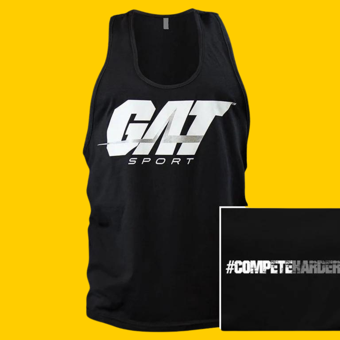 PLAYERA TANK NEGRA COMPETEHARDER GAT SPORT