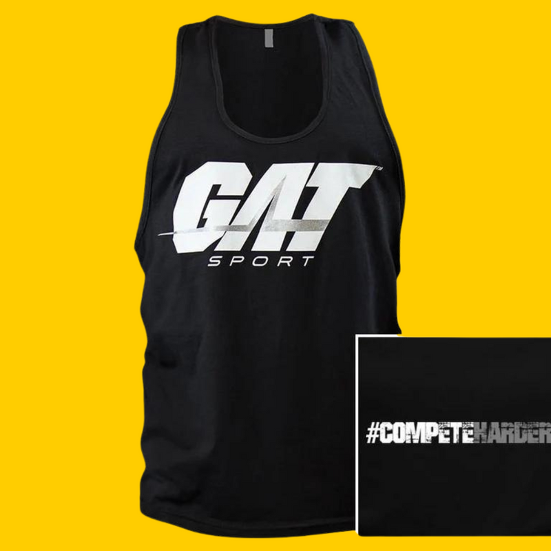 PLAYERA TANK NEGRA COMPETEHARDER GAT SPORT