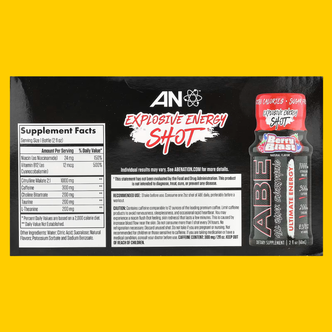 SHOT DE PRE ENTRENO ABE MAXIMA ENERGIA 60ML BERRY BLAST