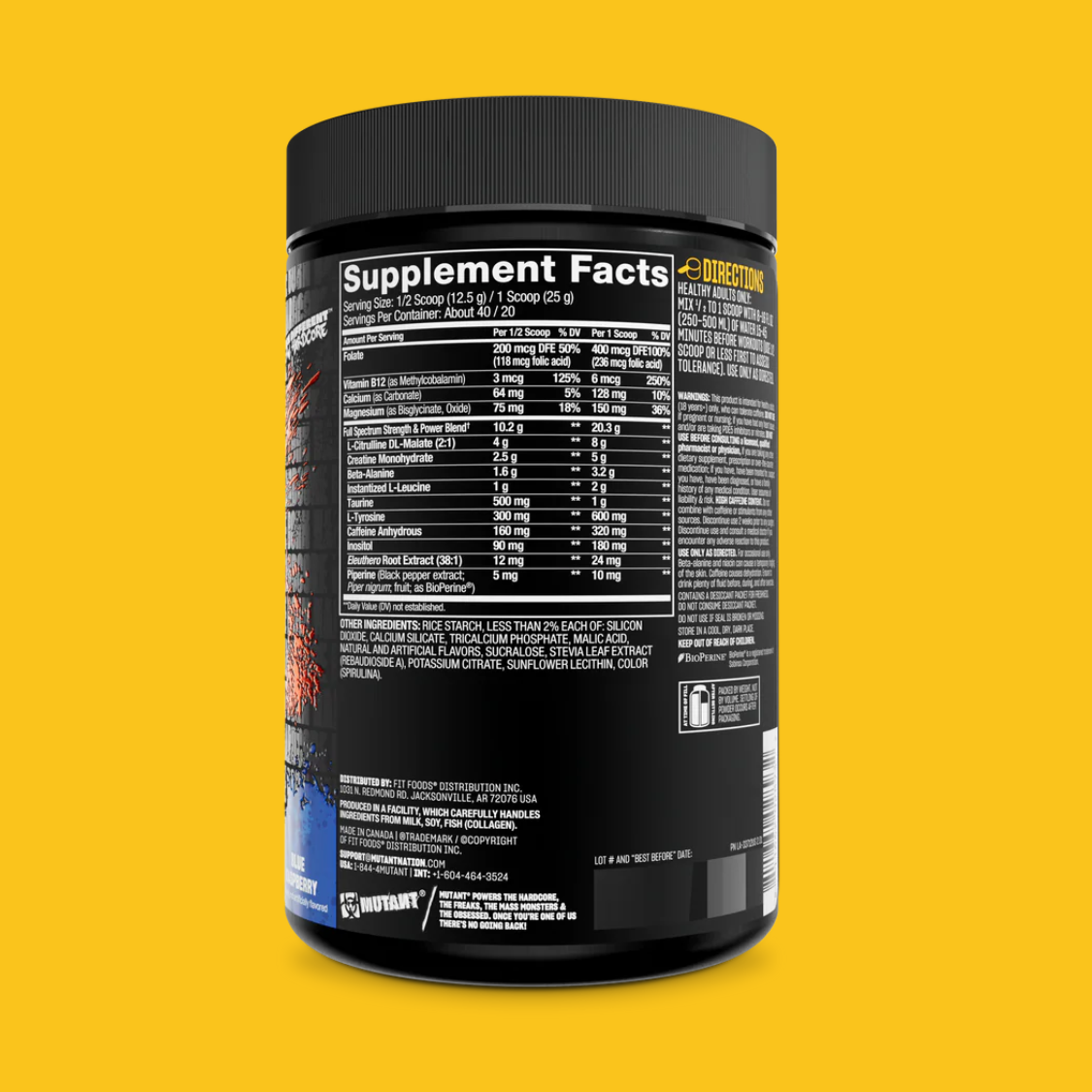 MUTANT ALL-IN PRE WORKOUT 20 SERV GORRA DE REGALO