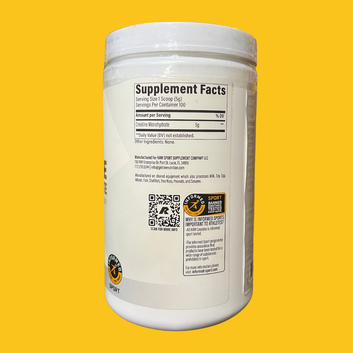 CREATINE MONOHYDRATE 100 SERV 500 GMS RAW NUTRITION