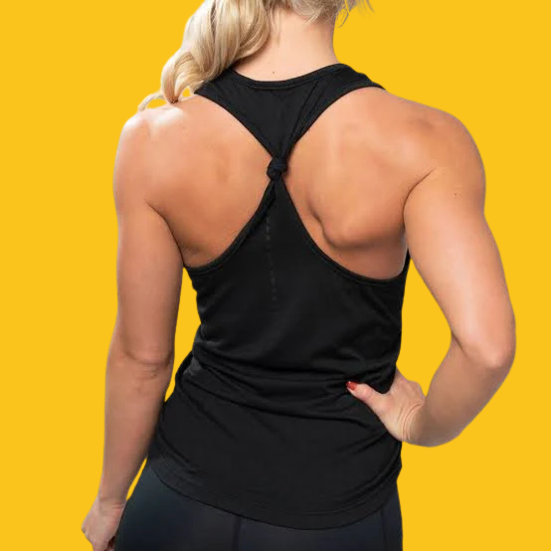 PLAYERA TANK NEGRA ESPALDA TORCIDA DAMA GAT SPORT