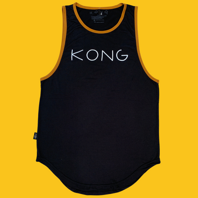 PLAYERA TANK LARGA NEGRA CON MOSTAZA KONG CLOTHING